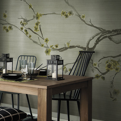 Contemporary wallpaper - SAKURA - N.O.W. Edizioni - floral pattern / printed