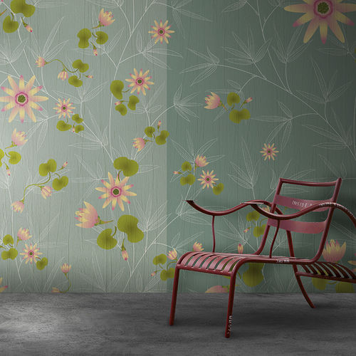 Contemporary wallpaper - AQUA LILIUM - N.O.W. Edizioni - floral / printed