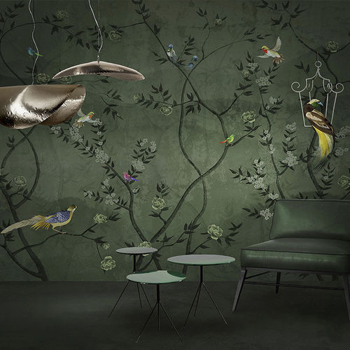 Contemporary wallpaper - ORIENTAL GARDEN - N.O.W. Edizioni - nature pattern / floral / animal motif