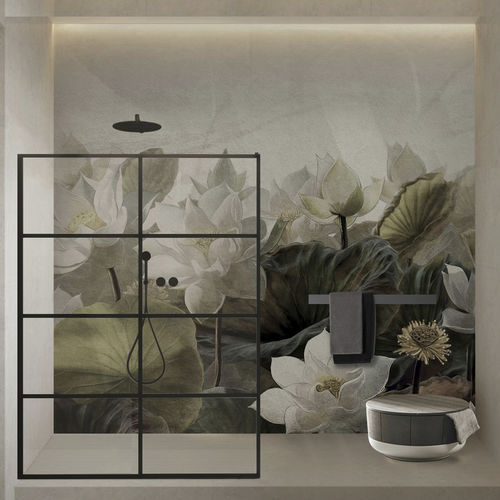 Contemporary wallpaper - NYMPHAEE - N.O.W. Edizioni - floral / panoramic / fabric look