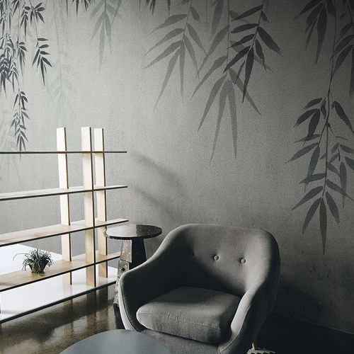 Contemporary wallpaper - BAMBOO LEAF - N.O.W. Edizioni - nature pattern / concrete look / printed