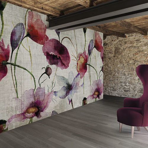 Contemporary wallpaper - POPPIES - N.O.W. Edizioni - floral pattern / printed