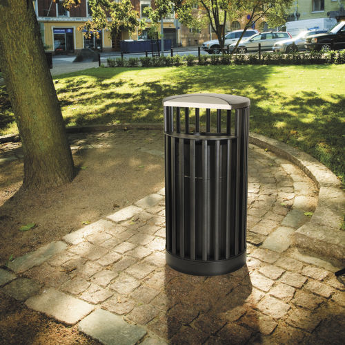 Public trash can - CITY CASTLE 140 - FINBIN Products/ Lehtovuori Oy - galvanised steel / hooded / contemporary