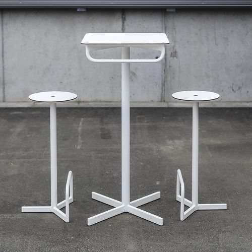 Contemporary bar stool - BISTROT LBS180 - egoé - HPL / steel base / central base