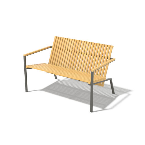Contemporary garden bench - AXIS LA245 - egoé - wooden / steel / with backrest