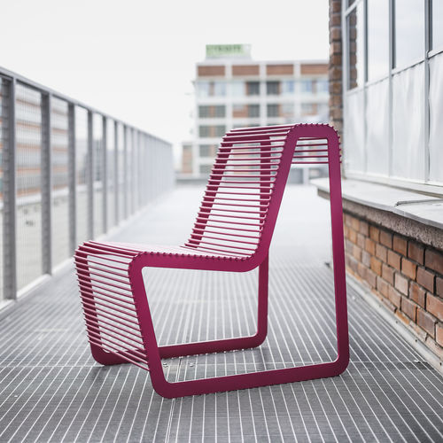 Contemporary fireside chair - LIMPIDO LLP135 - egoé - steel / gray / blue