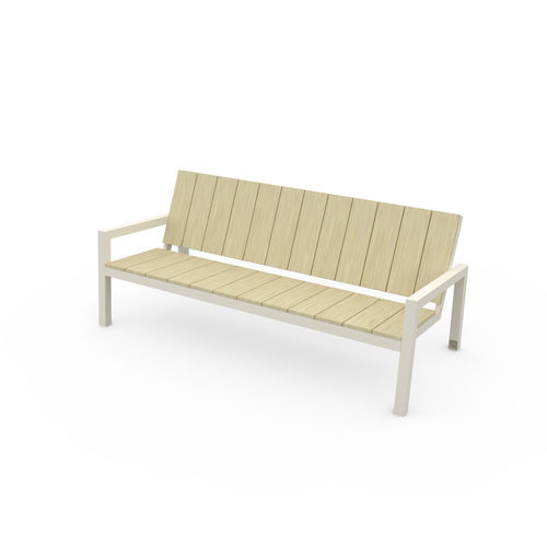 Contemporary public bench - Laurede LU2501 - egoé - solid wood / steel / with backrest