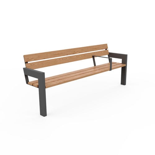 Contemporary public bench - Winkl LVK150 - egoé - solid wood / steel / with backrest
