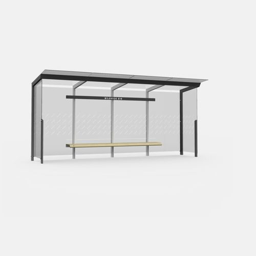 Galvanised Steel Bus Shelter X1 400 Ss Egoé Glass Thermo Lacquered Steel With Bench 3009