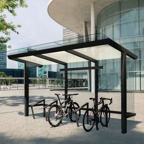 Sustainable cycle shelter - X2-V310-SS - egoé - steel / galvanised steel / thermo-lacquered steel