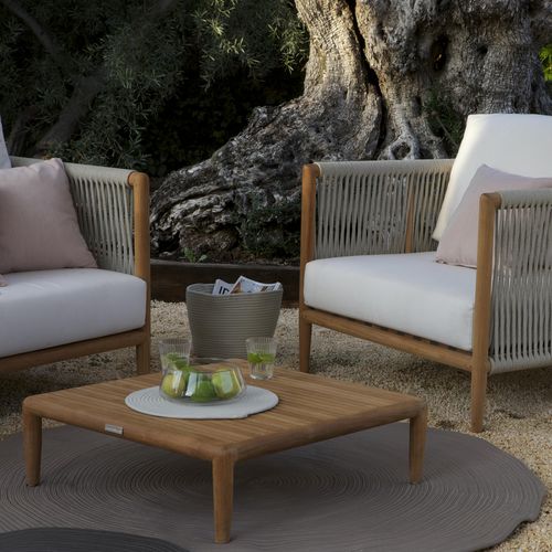 Contemporary coffee table - SAONA - GreenDesign - teak / square / home