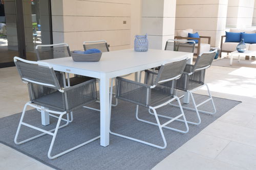 Contemporary dining table - LUNCH 6 - GreenDesign - aluminum / Solid Surface / rectangular