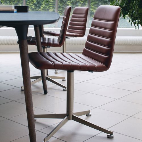 Contemporary chair - SPINAL 44 - Paustian - indoor / leather / aluminum