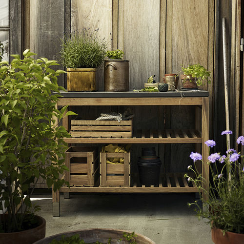 Contemporary shelf - SKAGERAK - PANTRY - Paustian - teak / stainless steel / concrete