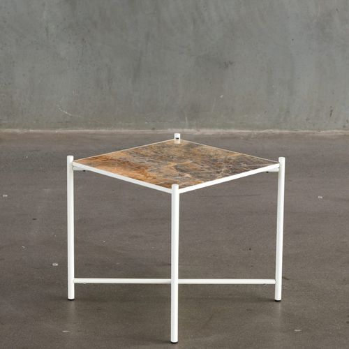 Contemporary side table - Handvark - metal / marble / square