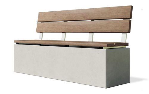 Contemporary public bench - angulus sedes truncus 2 - CO33 - wooden / concrete / with backrest