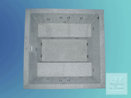 Built-in hot tub - PIAZZA BENCH - Spa De La Mare - square / 6-person / mosaic