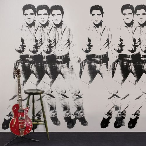 Contemporary wallpaper - ELVIS - FLAVOR PAPER - fabric / patterned / black