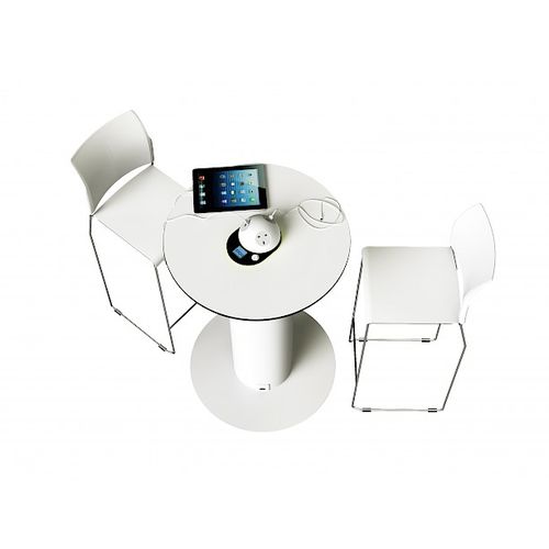 Original table - EPOWERTABLE - WAVEinside - wooden / metal base / round