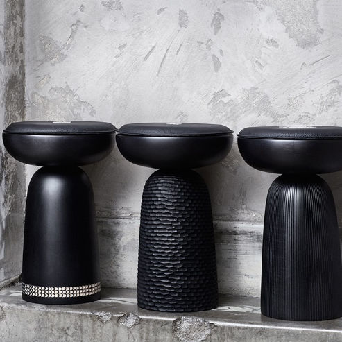 Contemporary stool - NERA - Zanat - solid wood / ash / walnut