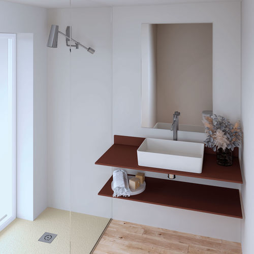Resin vanity top - Energy - QUARE DESIGN - custom-made / professional / with towel rack