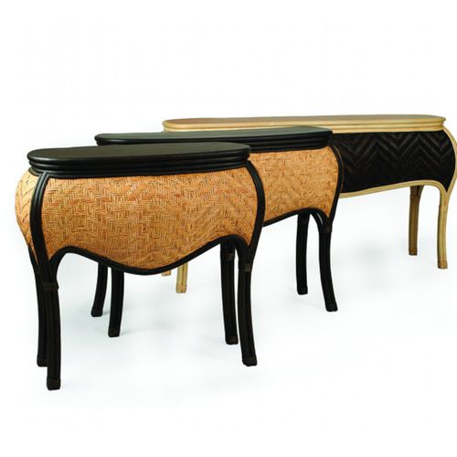 Traditional sideboard table - THEODORE - Corner 43 Decor - teak / rattan / oval