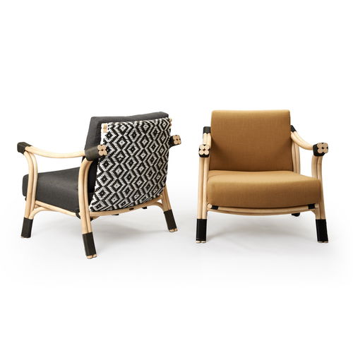 Contemporary armchair - TORI-I : J13CH-001 - Corner 43 Decor - fabric / rattan / commercial