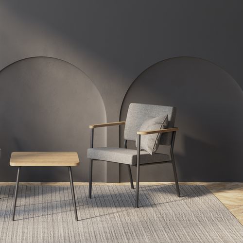 Contemporary visitor armchair - ZONE - Nowy Styl - fabric / leather / steel