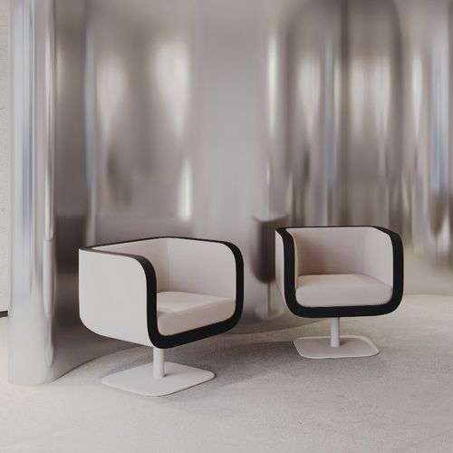 Minimalist design armchair - BOUND - Nowy Styl - leather / fabric / metal