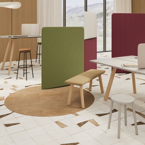 Wooden room divider - CREVA WALL - Nowy Styl - fabric / for office / modular