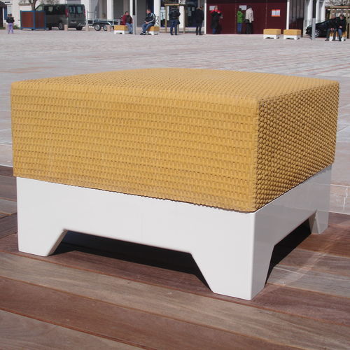 Contemporary public bench - BANC4 - REPLIK - concrete / synthetic rattan / without backrest