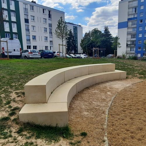Contemporary bench - BANL1/2/3/4/5/6 - REPLIK - concrete / without backrest / with backrest