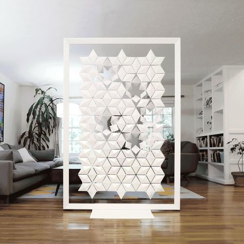 Aluminum room divider - Facet 136 x 200 - Bloomming - stainless steel / PC ABS / for office