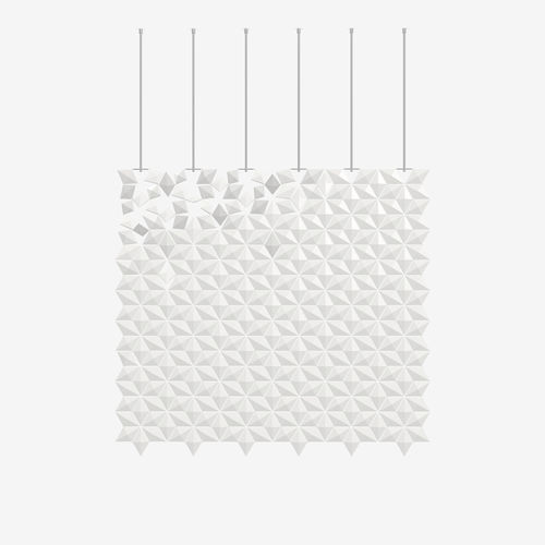Suspended partition - FACET - Bloomming - aluminum / stainless steel / commercial