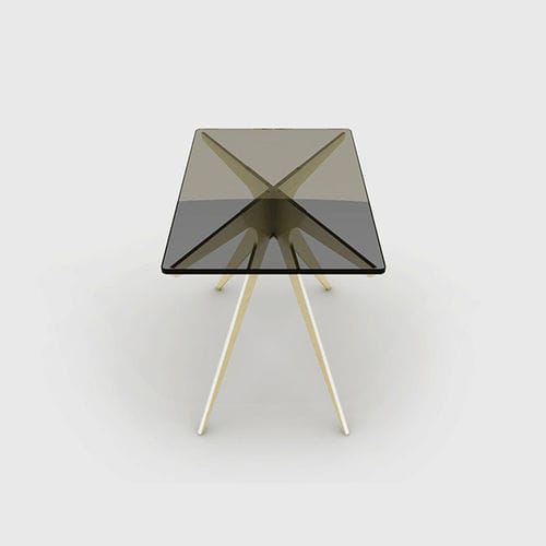 Contemporary side table - DEAN - Gabriel Scott - tempered glass / steel / rectangular