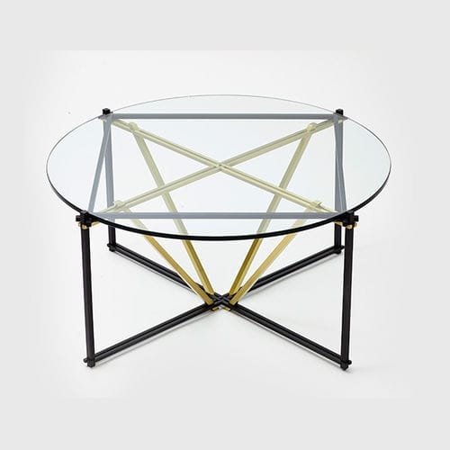 Contemporary coffee table - TENSEGRITY - Gabriel Scott - tempered glass / steel / round