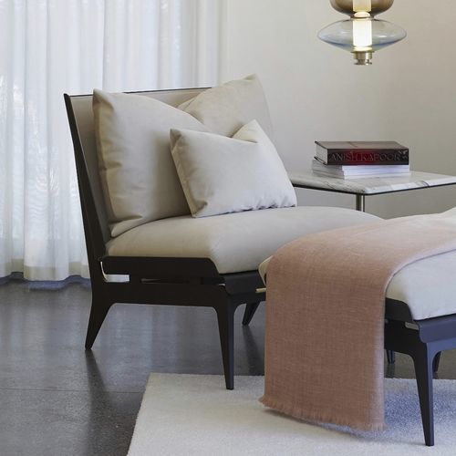 Contemporary lounge chair - BOUDOIR  - Gabriel Scott - fabric / leather / metal