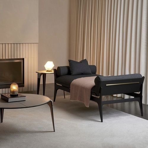Contemporary daybed - BOUDOIR  - Gabriel Scott - fabric / leather / steel