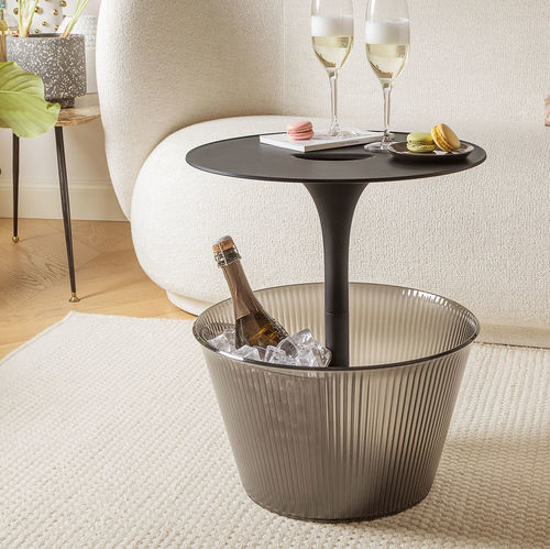 Contemporary side table - Pick-Up - ALESSI S.P.A. - chrome / chromed metal base / round