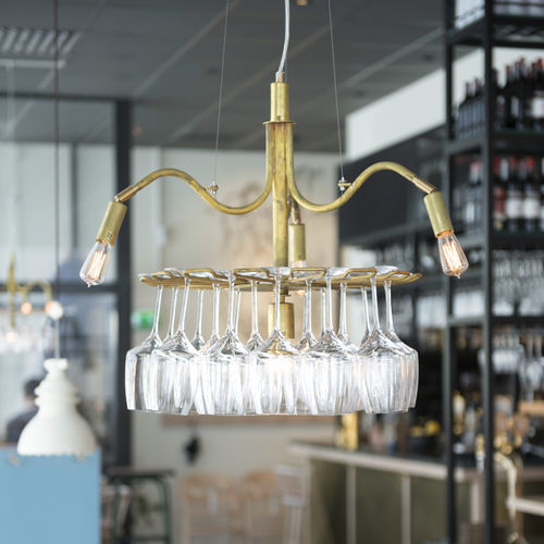 Original design chandelier - Karamell  - ORSJO - brass / glass / 4 light