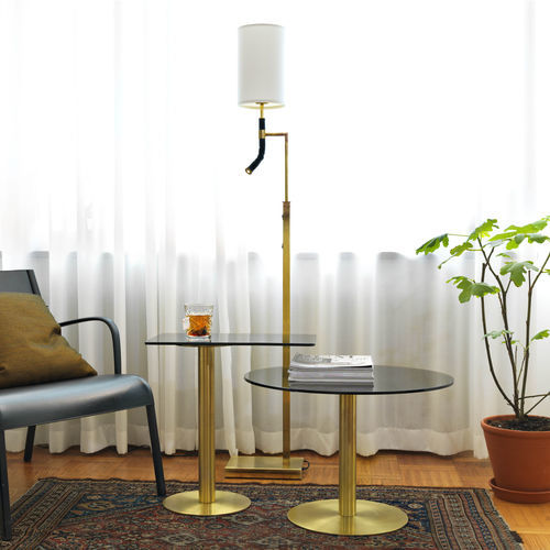 Floor-standing lamp - Butler  - ORSJO - brass / powder-coated steel / fabric