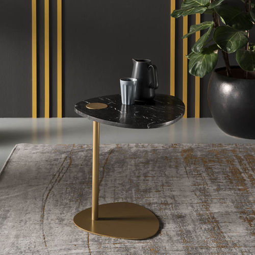 Contemporary side table - Hug - MEME DESIGN - oak / marble / metal base