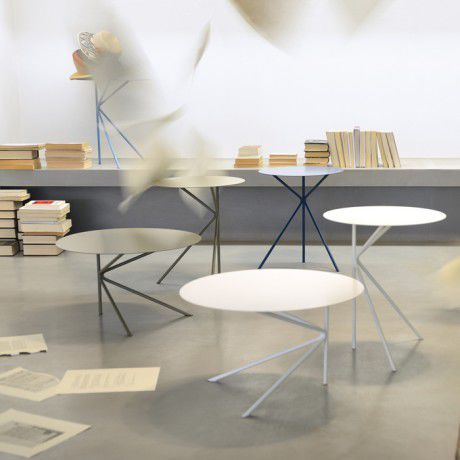 Contemporary coffee table - Twin - MEME DESIGN - metal / metal base / round