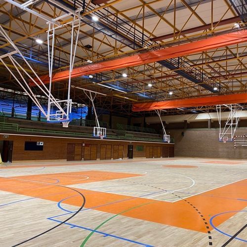 Indoor basketball goal - Bari - LAUSIN Y VICENTE S.L. - folding / ceiling mounted / metal