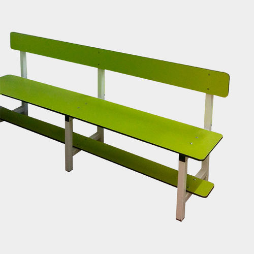 Contemporary locker room bench - M.09 series - LAUSIN Y VICENTE S.L. - stainless steel / plastic / with backrest