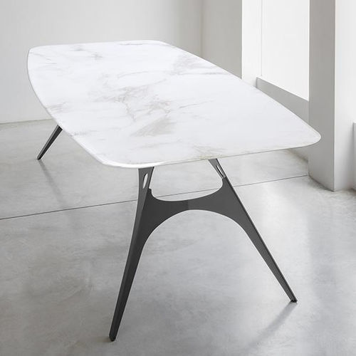 Contemporary table - EIFFEL - pezzani home collection - glass / marble / sheet metal base