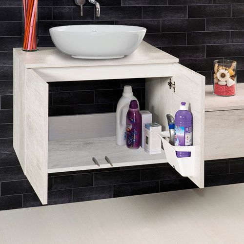Contemporary bathroom cabinet - UNIKA-SOSPESO-60-OLMO-BIANCO - LMC srl - wooden / wall-mounted