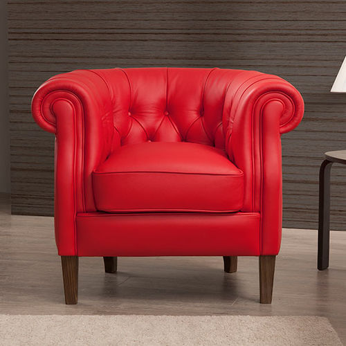 Chesterfield armchair - DIANA - egoitaliano - leather / white / red