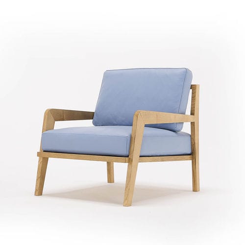 Contemporary armchair - OSLO - egoitaliano - leather / oak / ash