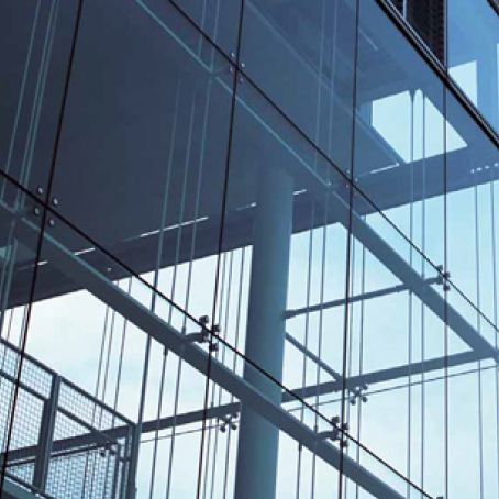 Point-fixed curtain wall - ADEN METAL - steel / glass